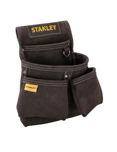Porte outils en cuir marron - sacoche outils Stanley en cuir 2 attaches en plastiquevue de 3/4