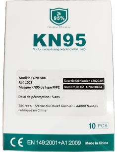 Masques KN95 équivalence FFP2 boite de 10