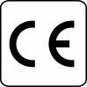 Pictogramme noir et blanc CE pour indiqué la normae européenne du produit
