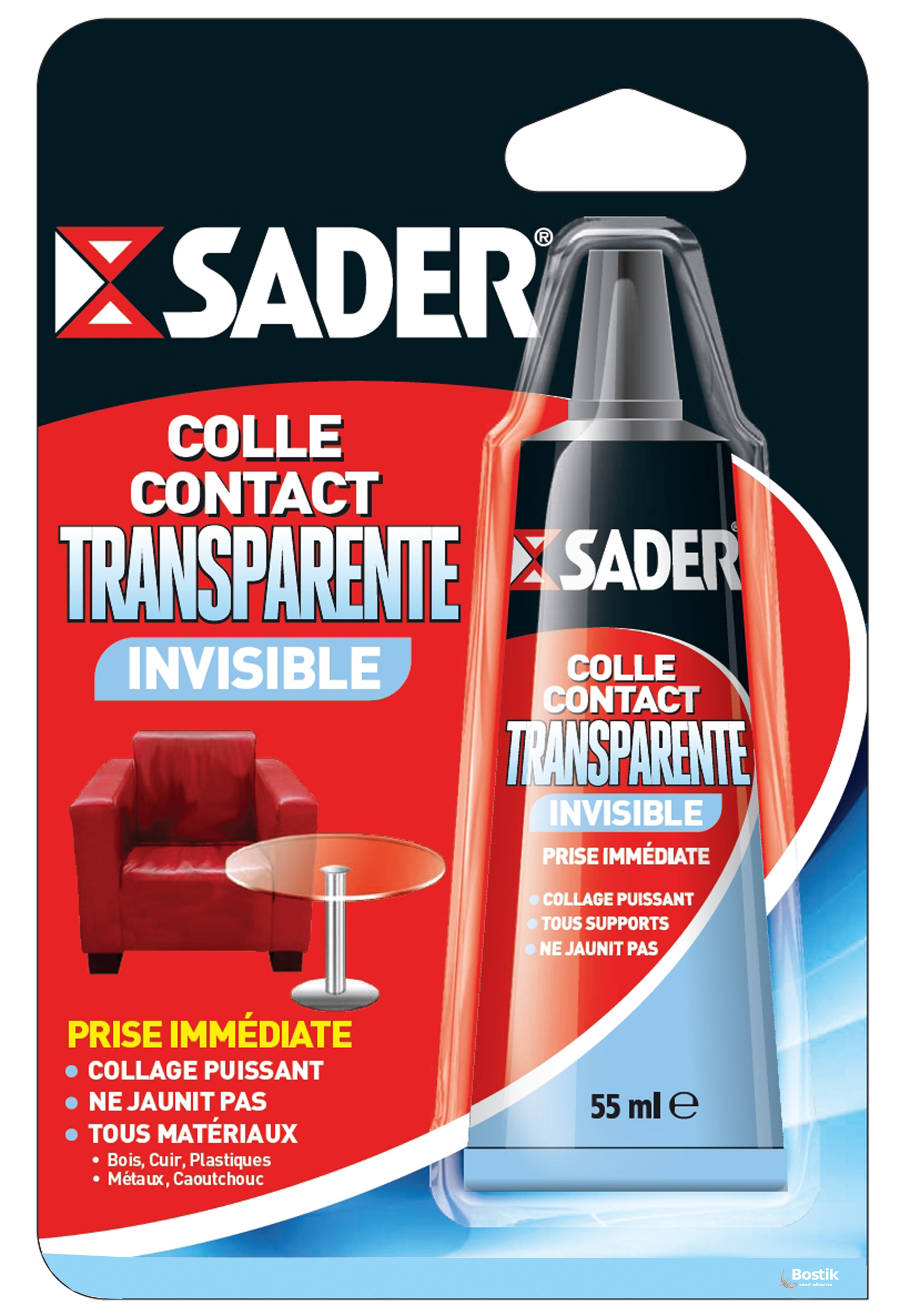 Colle contact Sader transparente néoprène 55ml - Sommabere