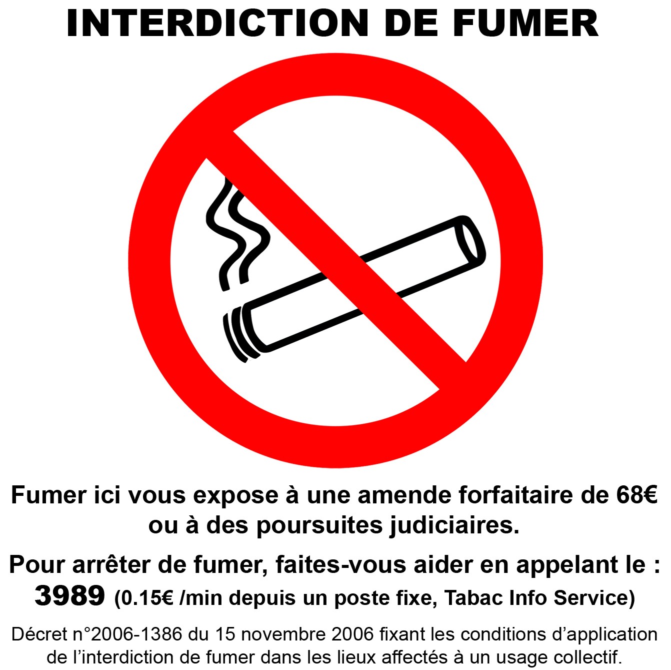 Etiquette 115x115mm adhésive - INTERDIT DE FUMER
